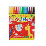 Amos twister/retractable wax crayons pkt 12