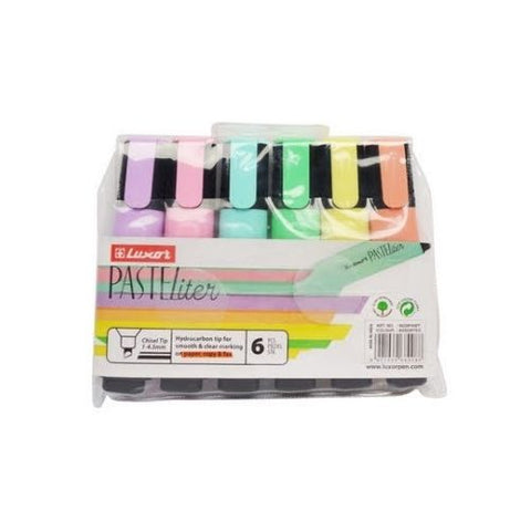 Luxor Pasteliter Highlighters Wallet Of 6 Assorted